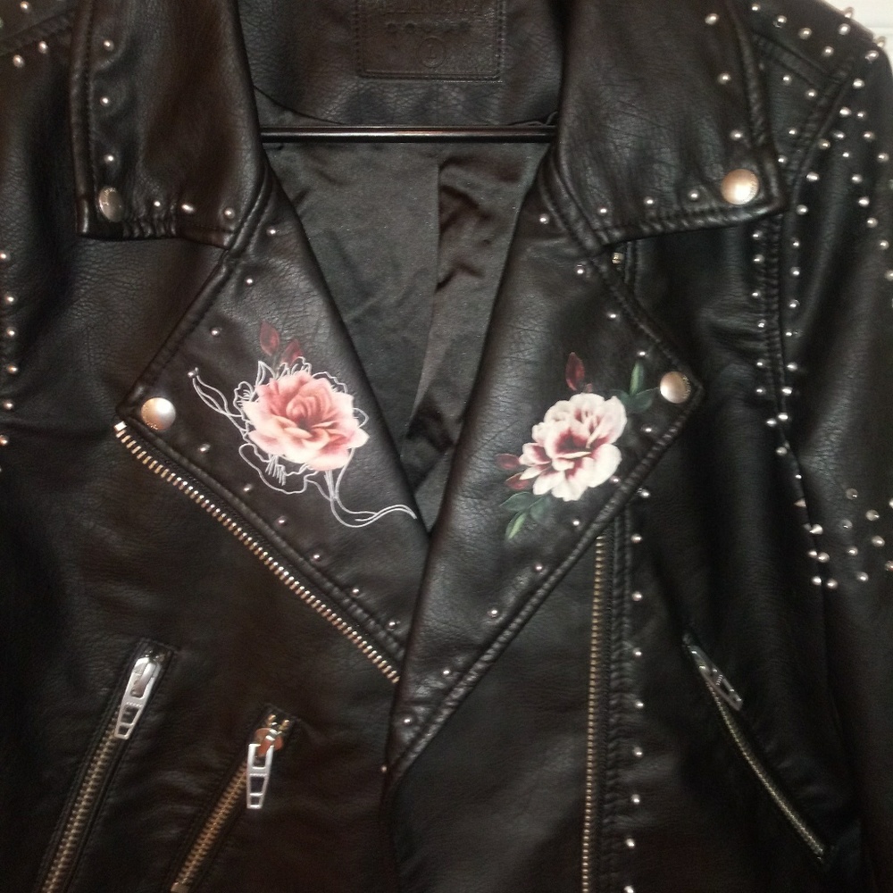 Womens leather biker jacket